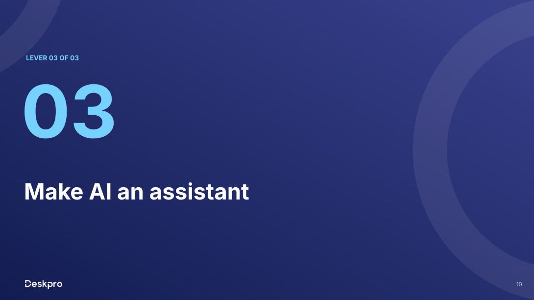 Presentation title card: Make AI an assistant